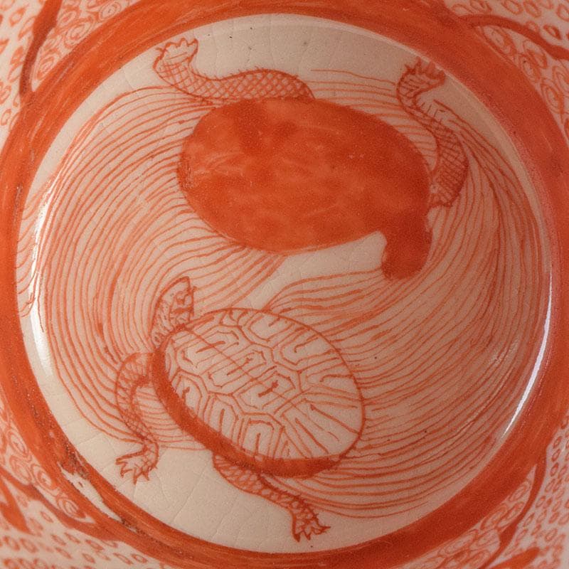 九谷焼 明治九谷八郎手 赤絵 亀文 盃 V R9150 - メルカリ