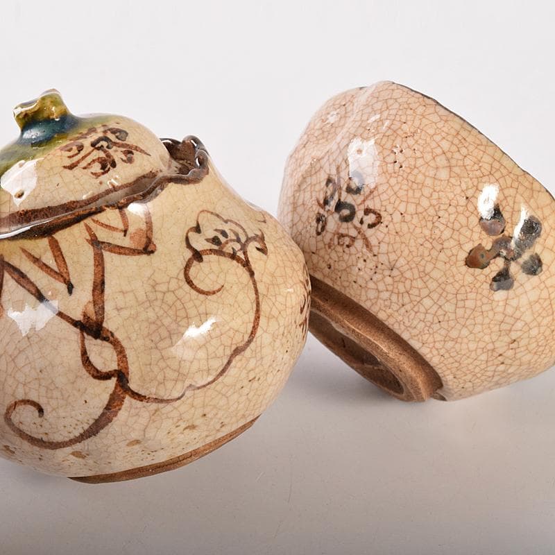 煎茶道具 織部焼 玉露 煎茶器揃 急須 湯冷 茶碗五客 V R7774 美術品