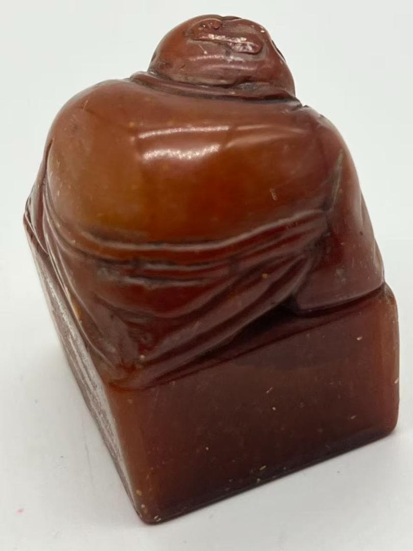 清時代 寿山石印 布袋仙人鈕 印文【人莫如故】 篆刻印鑑 収蔵印(