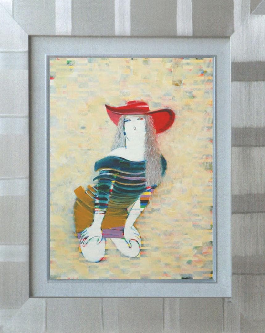 油絵 絵 絵画 インテリア 額付(白) F6-050213 人物 女性像