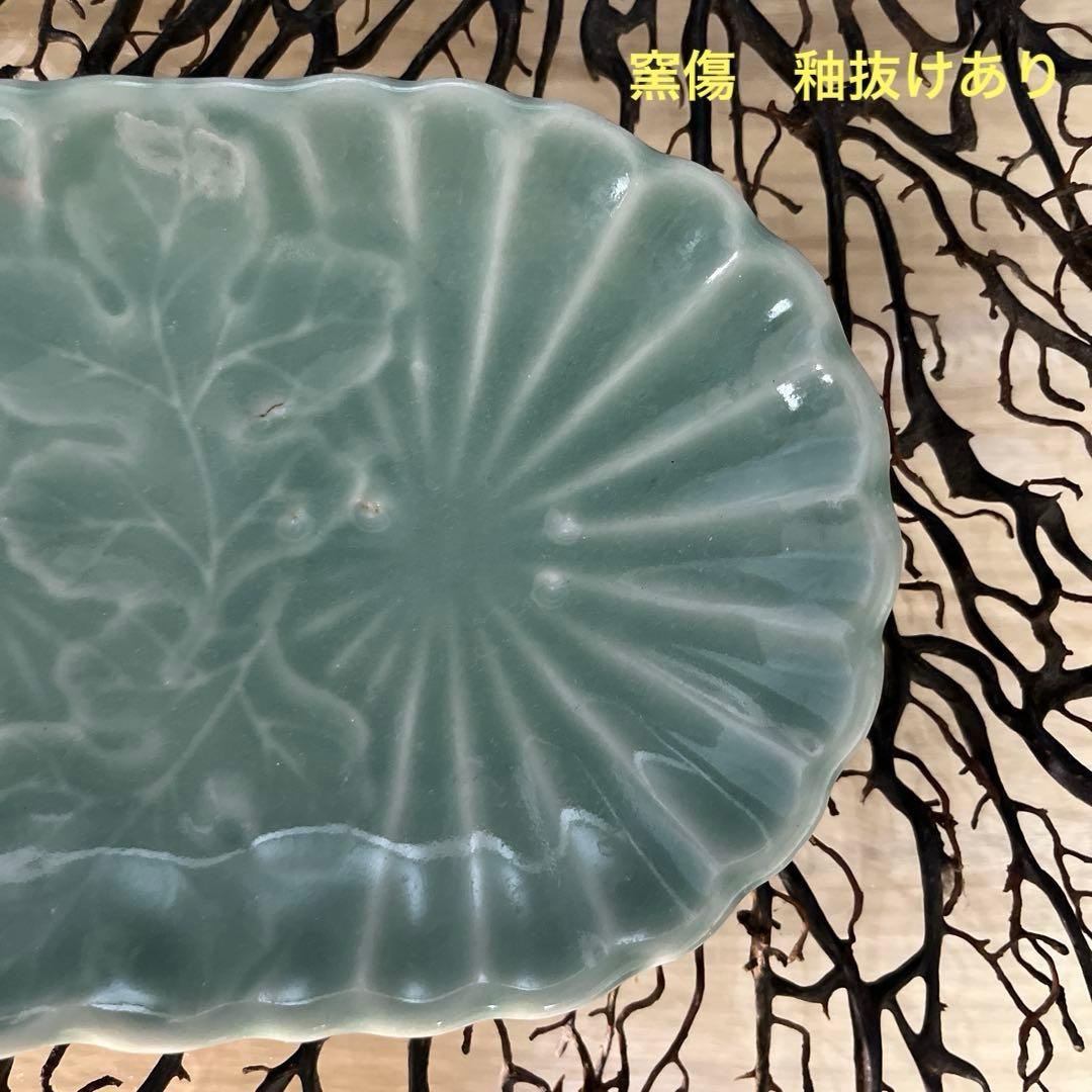 骨董 古伊万里 菊割重ね 菊花 変形 長皿 膾皿 向付 1客