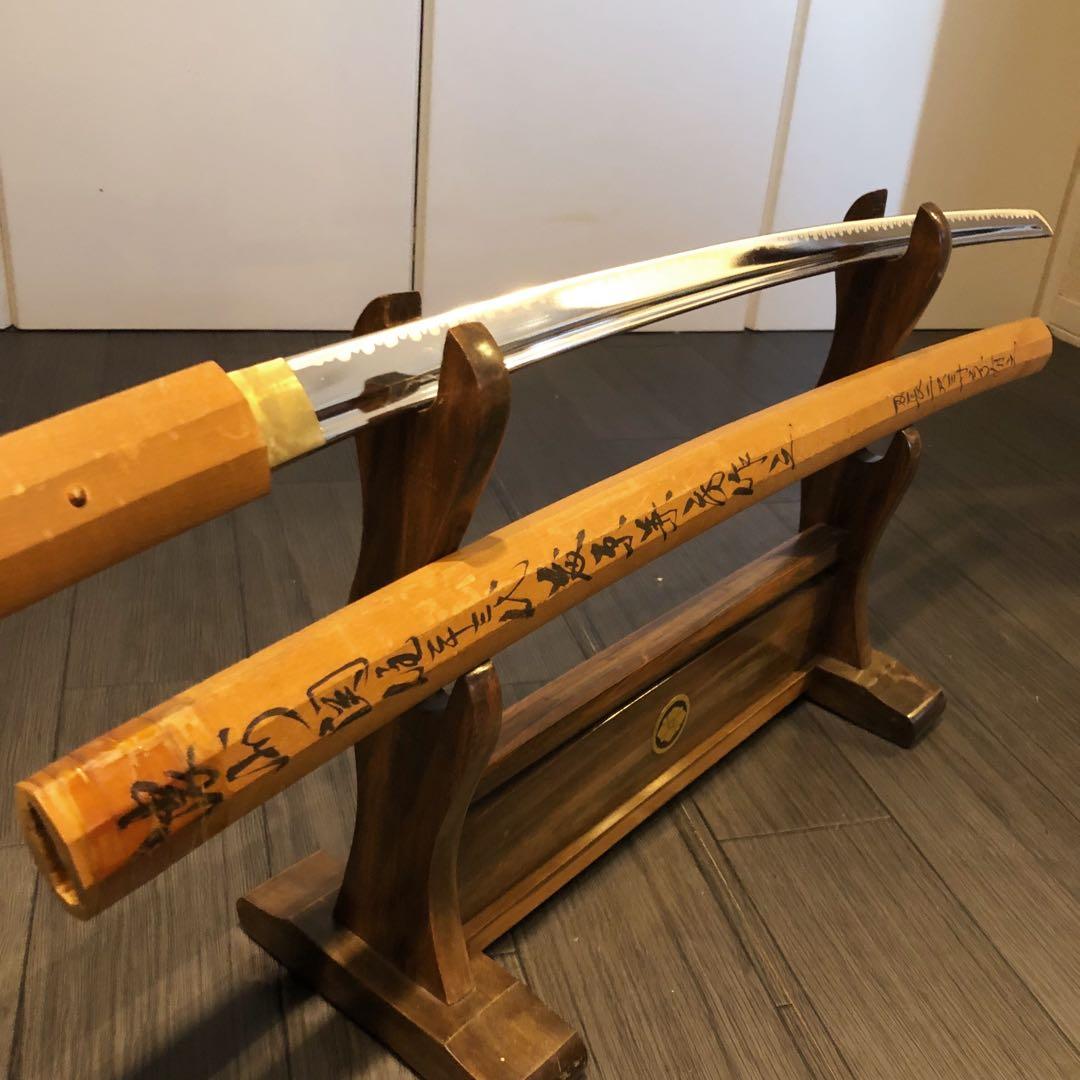 高級模造刀 白鞘 樋入り刀身　濃州関住二十三代藤原兼房作之 刃長二尺三寸五分有之