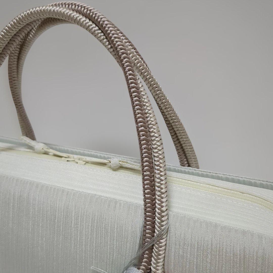 和装バッグ　横長　利休　バッグ　小田巻　　正絹　日本製