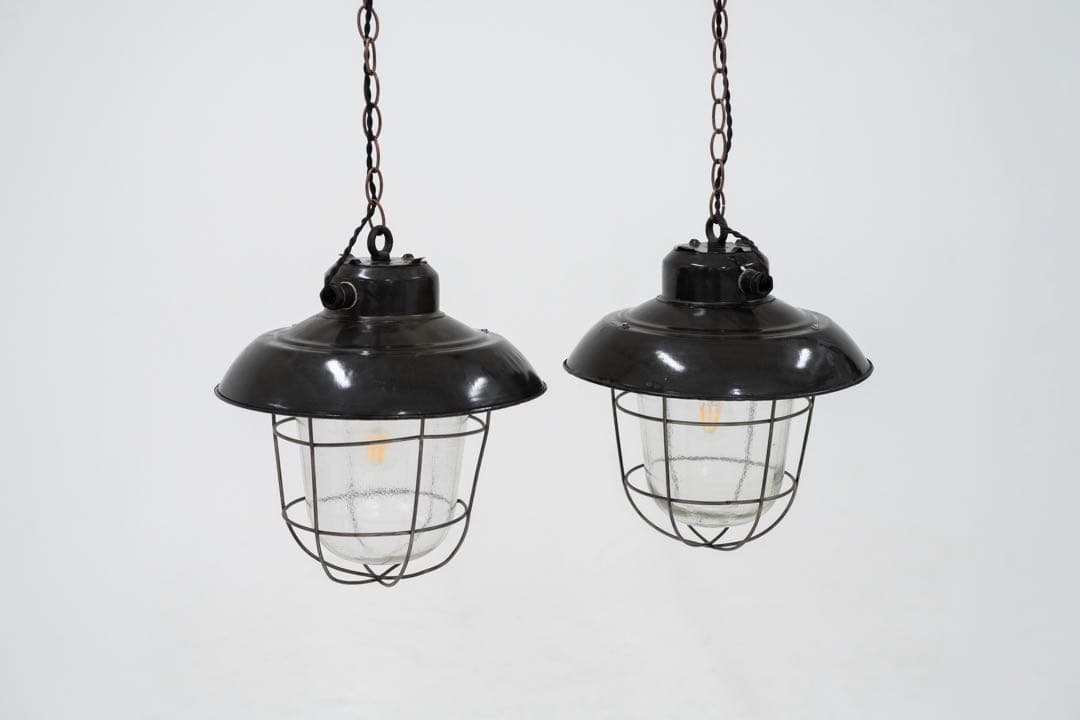 ビンテージインダストリアル ペンダントライト 2個セット ブラック