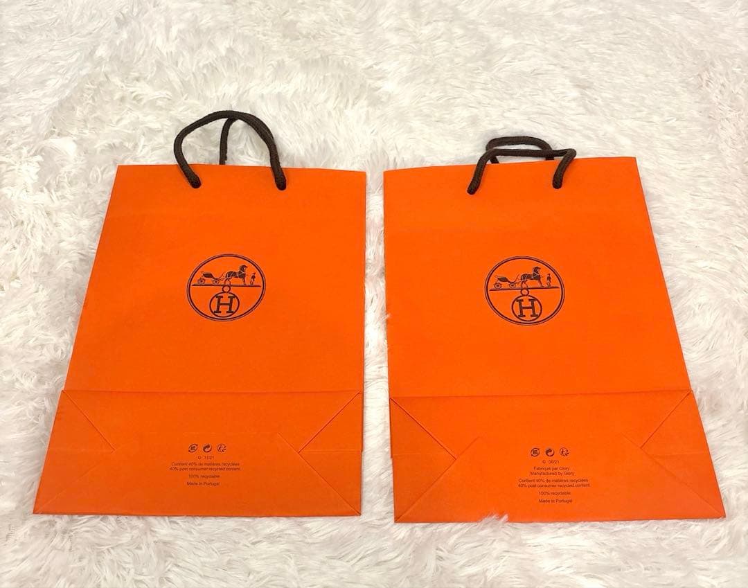 HERMES オレンジ ショップ袋 2枚セット - メルカリ