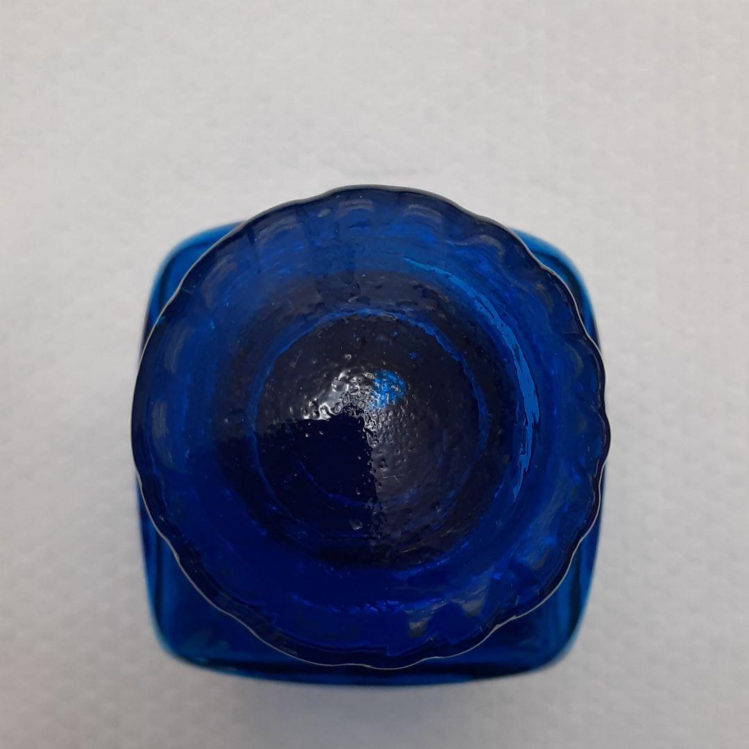 小谷眞三 倉敷ガラス 吹きガラス デキャンタ 角酒瓶 ブルー 小谷 硝子