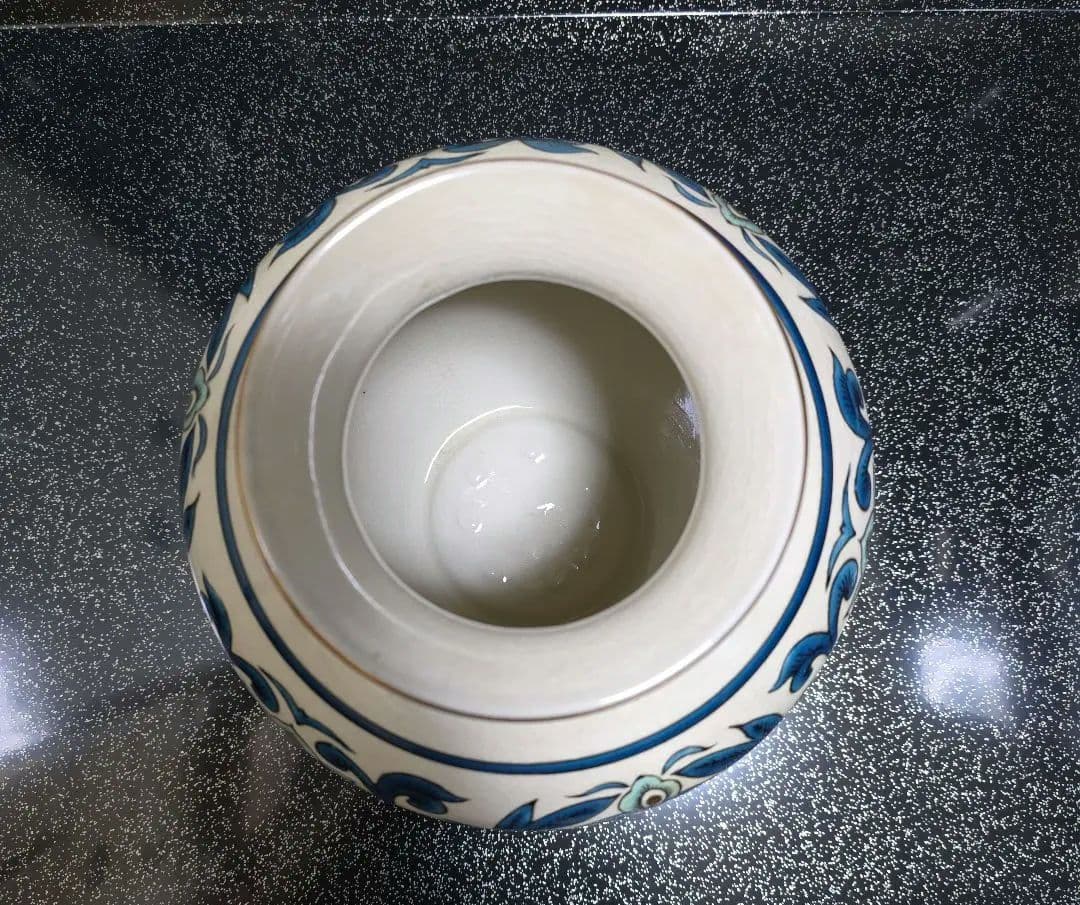 久谷陶泉窯陶印入り青と白の手描き陶器花瓶の通販はau PAY マーケット