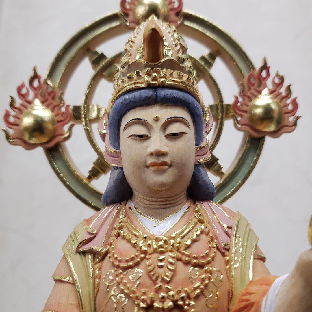 Bフライデー蔵出し特価 美しい仏像☆ヒバ材 淡彩色錐金 吉祥天6