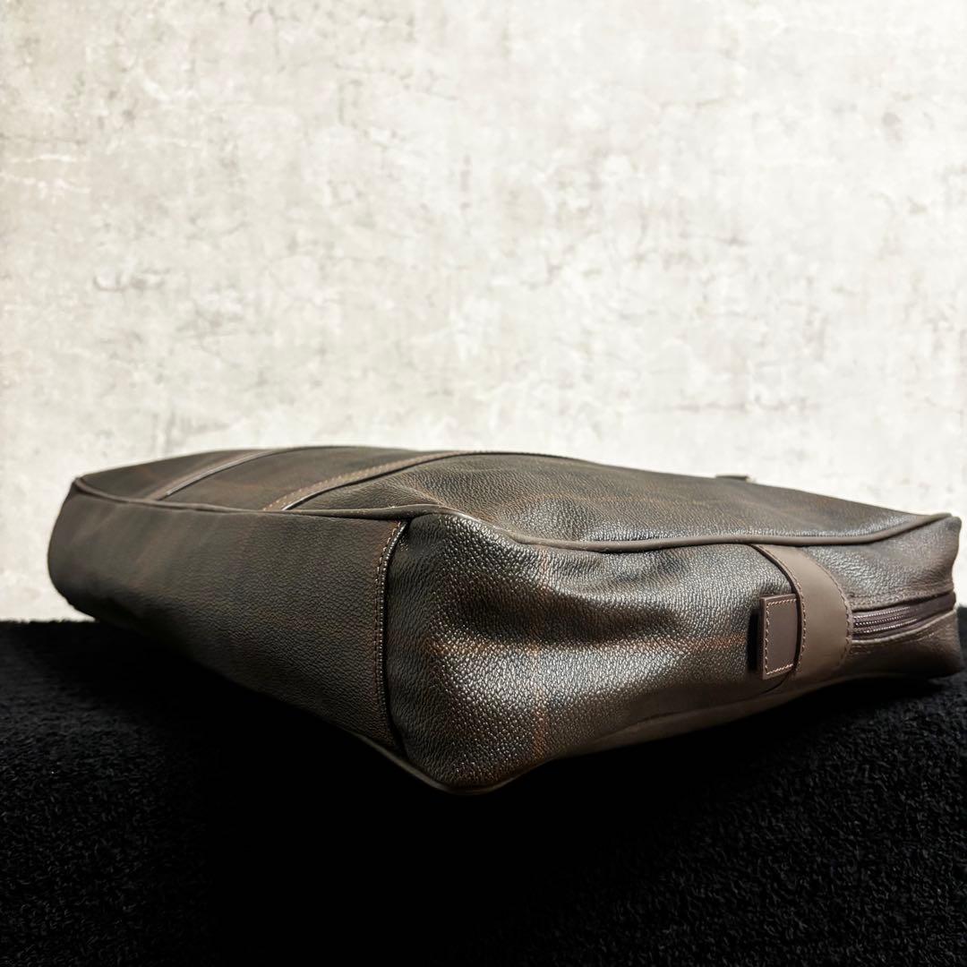 バーバリー ロンドン ビジネスバッグ チェック柄 ブラウン