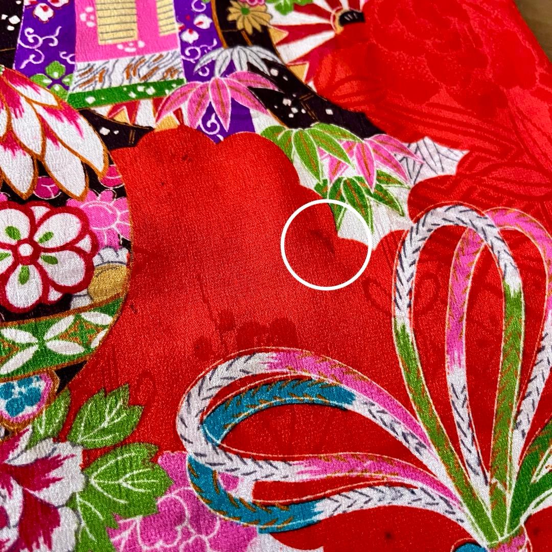 正絹 アンティーク着物 七五三 ◇御所車 薬玉 鞠 平安雅な古典柄