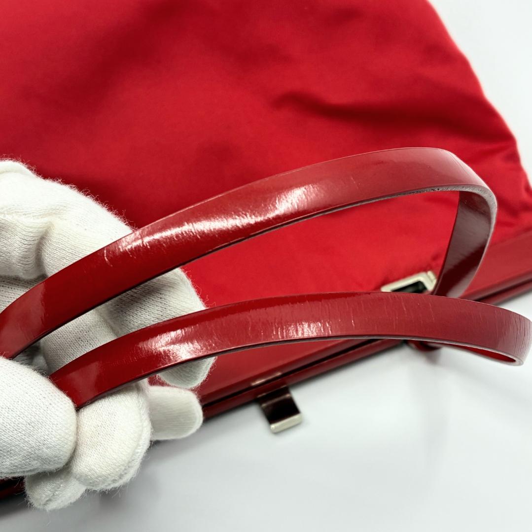 PRADA プラダ ナイロン ハンドバッグ 赤 レッド A1355A1