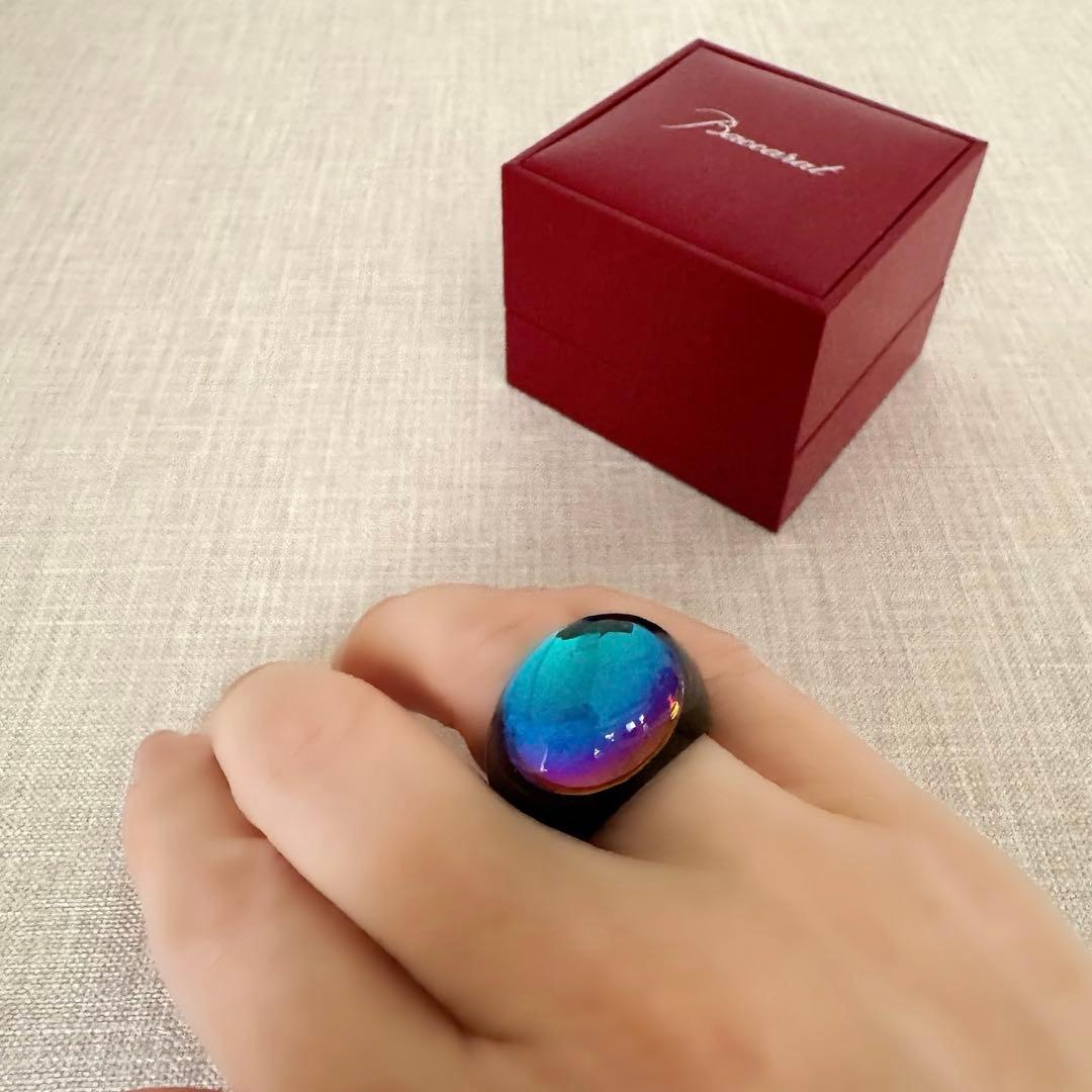 【新品未使用】バカラ タンゴ スカラベブルー クリスタル リング 9号