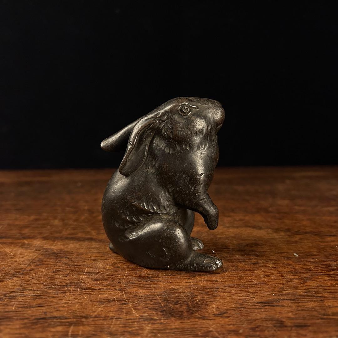 中国古美術　古銅 兎 置物Q-940