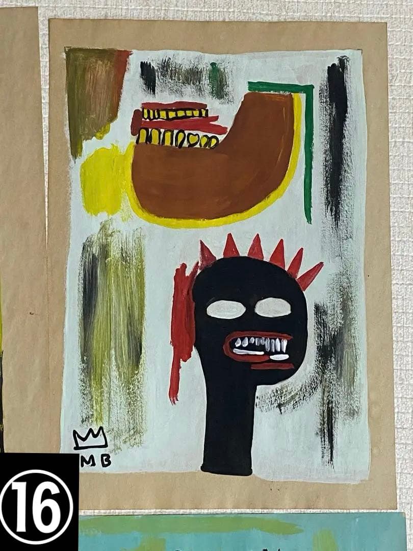 まとめ売り8枚】模写 肉筆 サインあり ジャン・ミシェル・バスキア 油彩