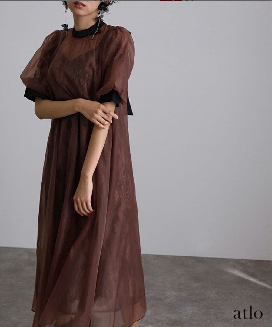 atlo パーティードレス オケージョンドレス ブラウン Mサイズ - メルカリ