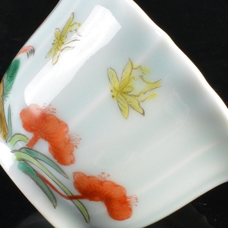 中国 色絵 蝙蝠山水文 煎茶碗 五客 桐箱 M R6397E - メルカリ