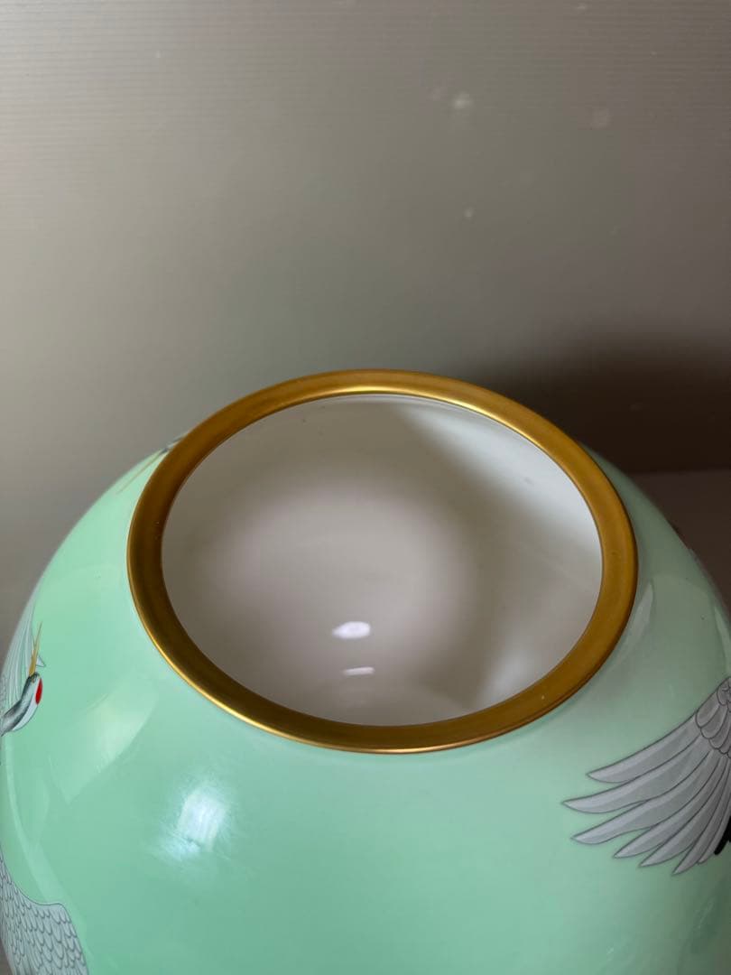 2922 香蘭社　鶴図柄　金彩　花瓶