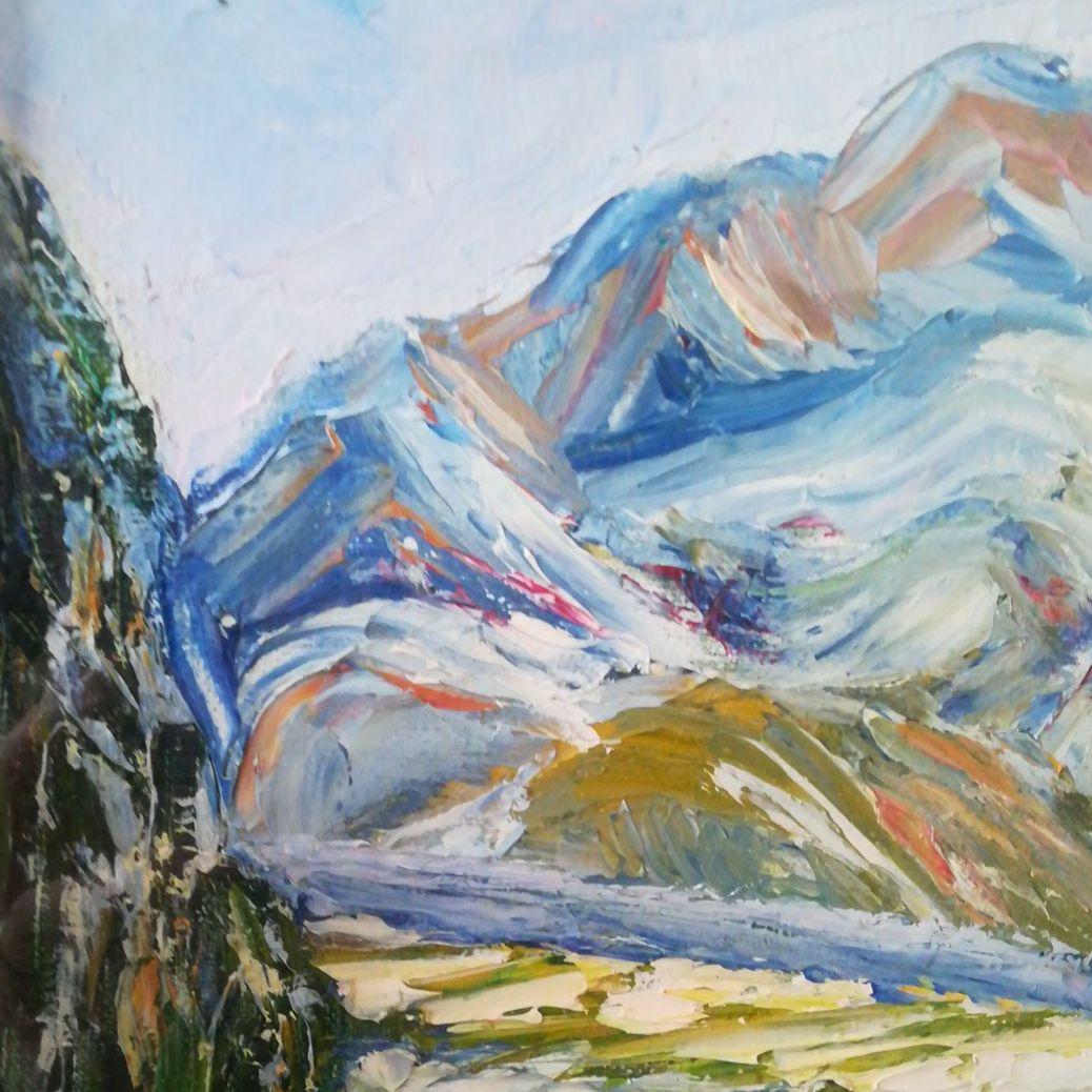 額装　額絵　風景画　サインあり