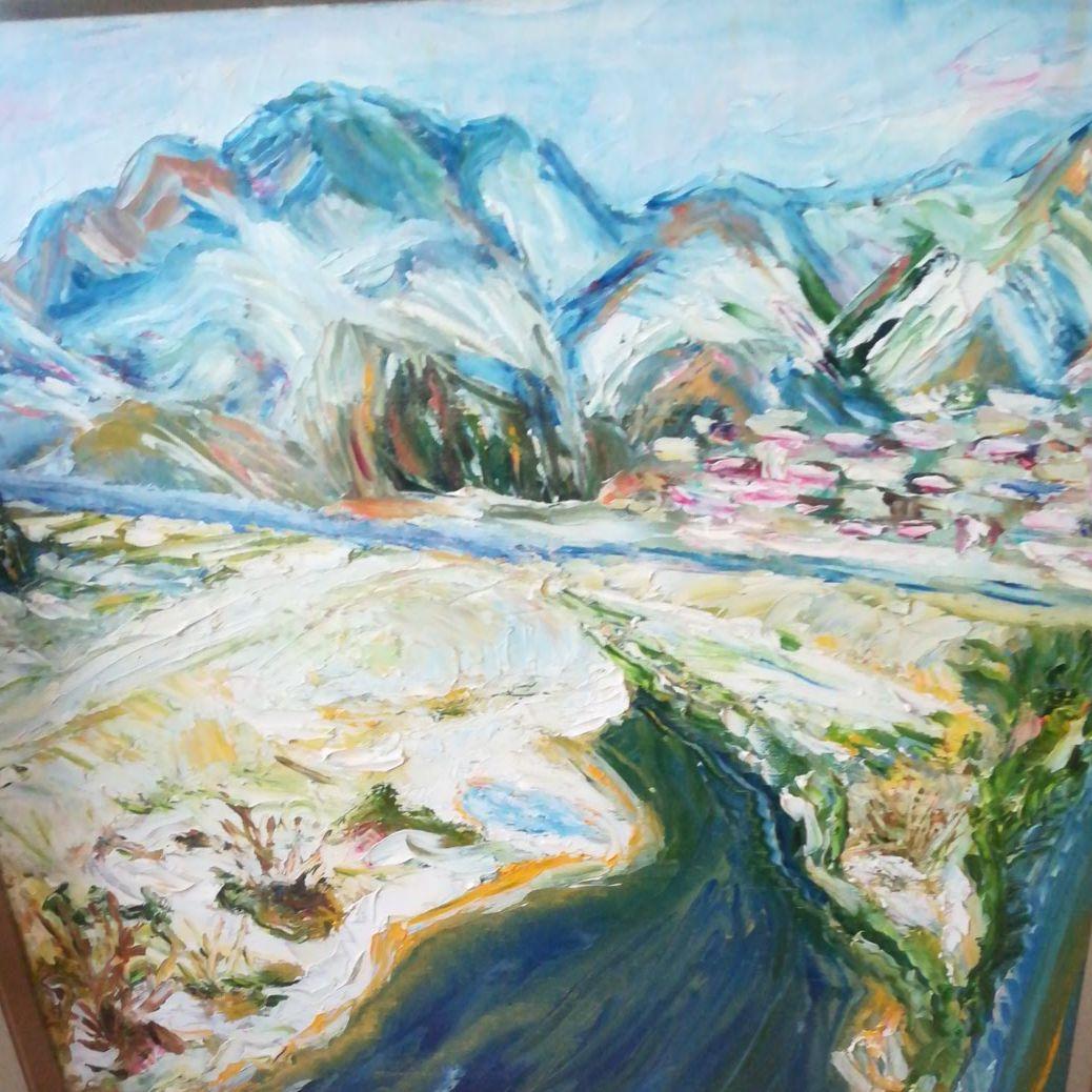 額装　額絵　風景画　サインあり