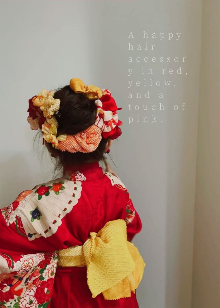 七五三　七五三髪飾り　ヘッドドレス　着物髪飾り可愛い黄色の髪飾り　036
