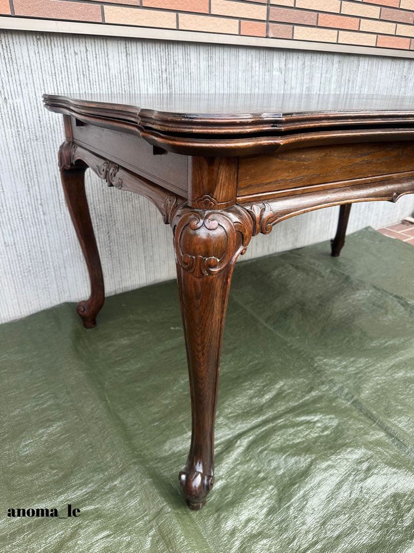 【ドローリーフテーブル】伸長式　猫足　エクステンションテーブル　ヴィンテージ◎