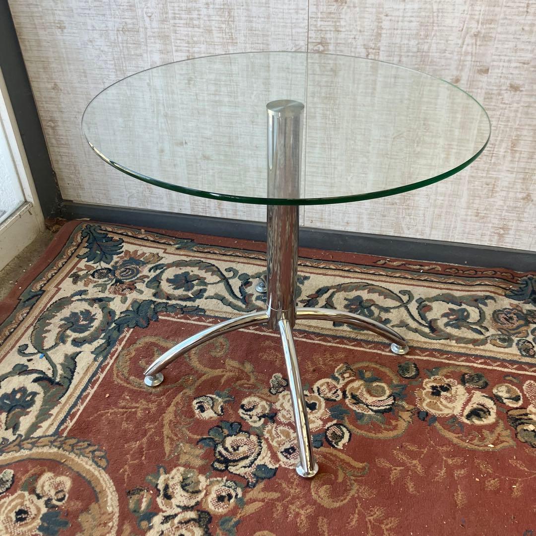 北欧レトロ ガラステーブル バーテーブル ラウンドテーブル ダイニングテーブル