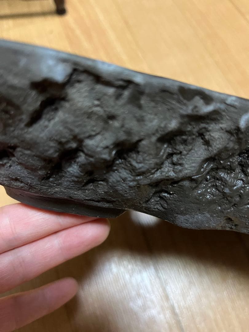 盆栽鉢　希少松皮　一点物　ヴィンテージ　手捻り鉢　1.3kg