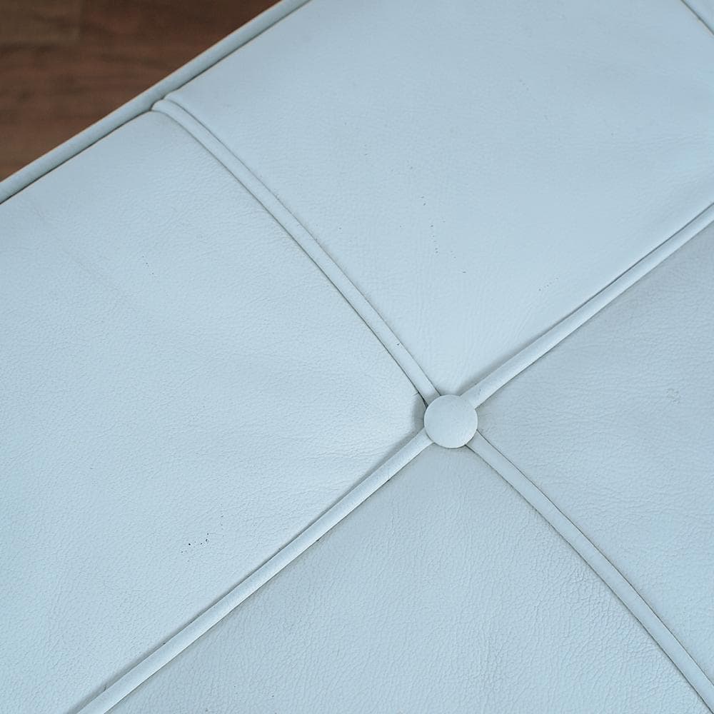 リプロダクト品 本革 バルセロナチェア用オットマン 白/ホワイト