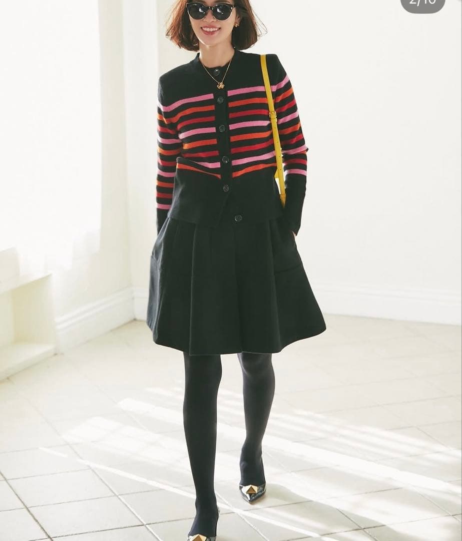 seventenby mihokawahitoウールハイウェストフレアキュロット