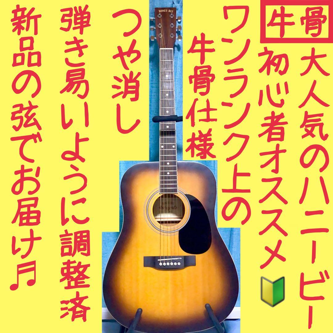 牛骨】HONEY BEE！W-15！アコギ！【弾き易く調整☆新品の弦】