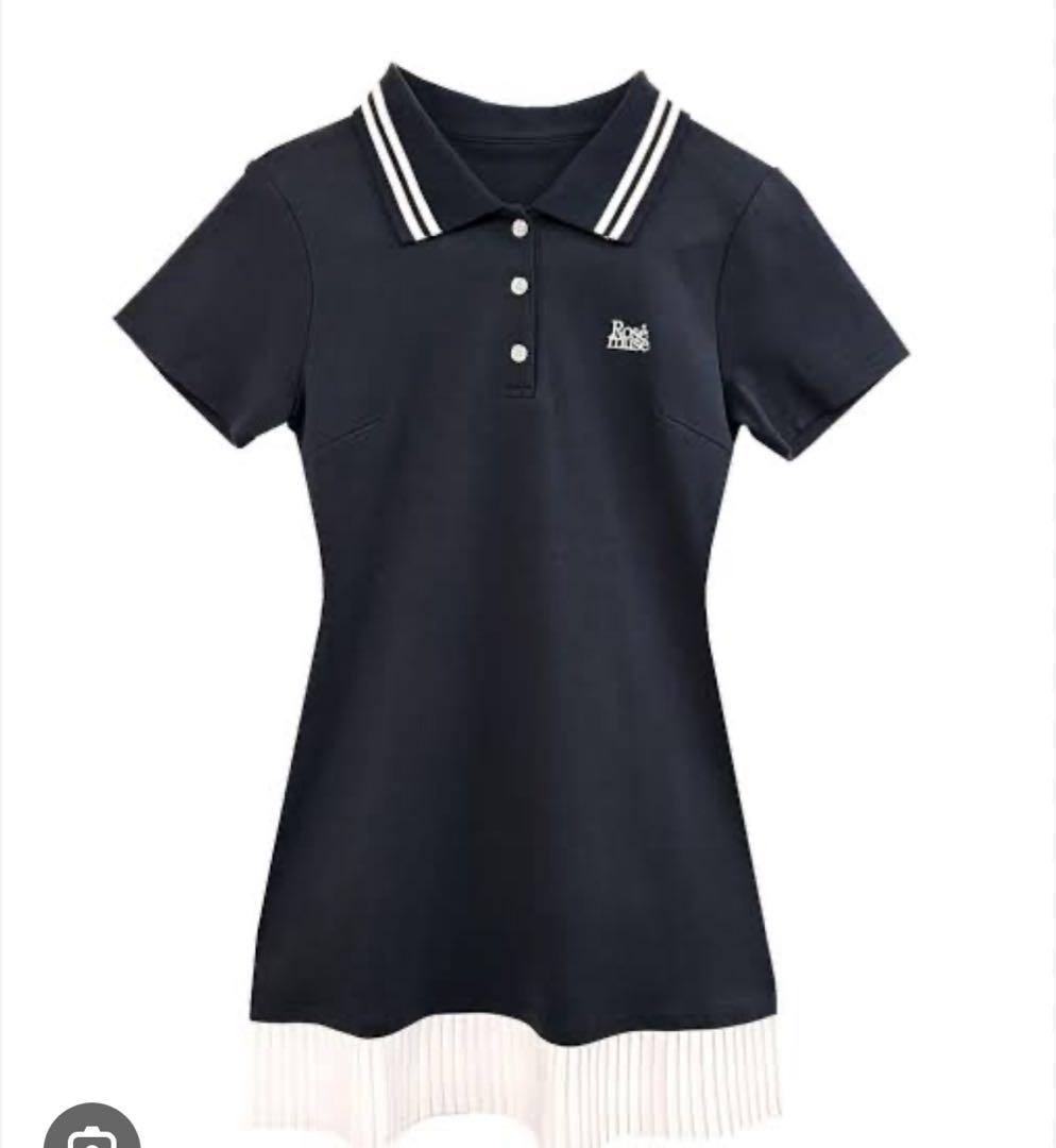 Rosé Muse logo embroidery pleats polo op