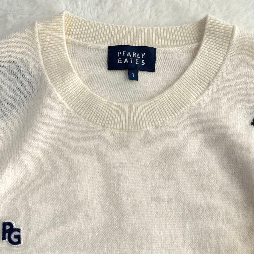 パーリーゲイツ カシミヤ100% ニットセーター ゴルフ アイボリー ロゴ 1