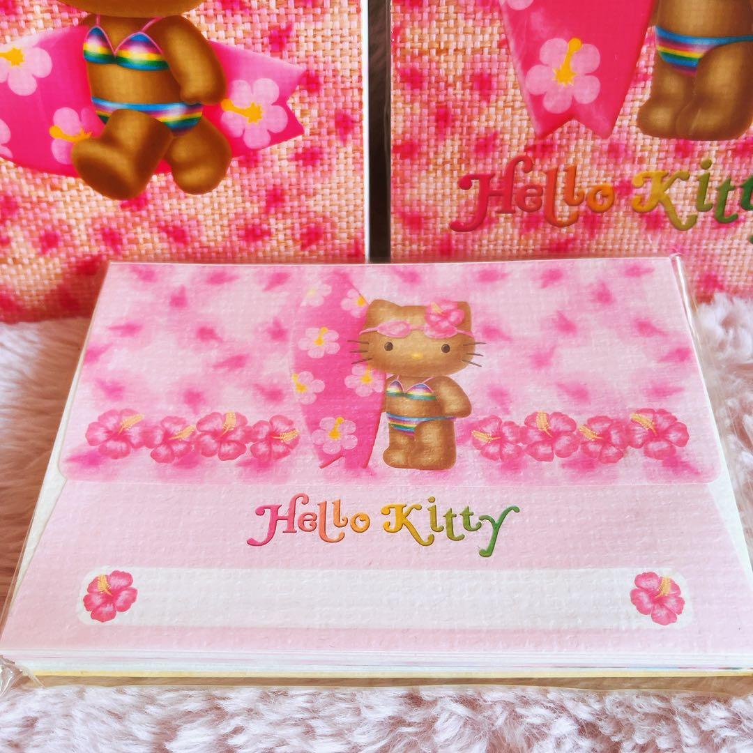 希少レア　ハローキティ　日焼け　ボード　ハイビスカス　レターセット　メモ帳