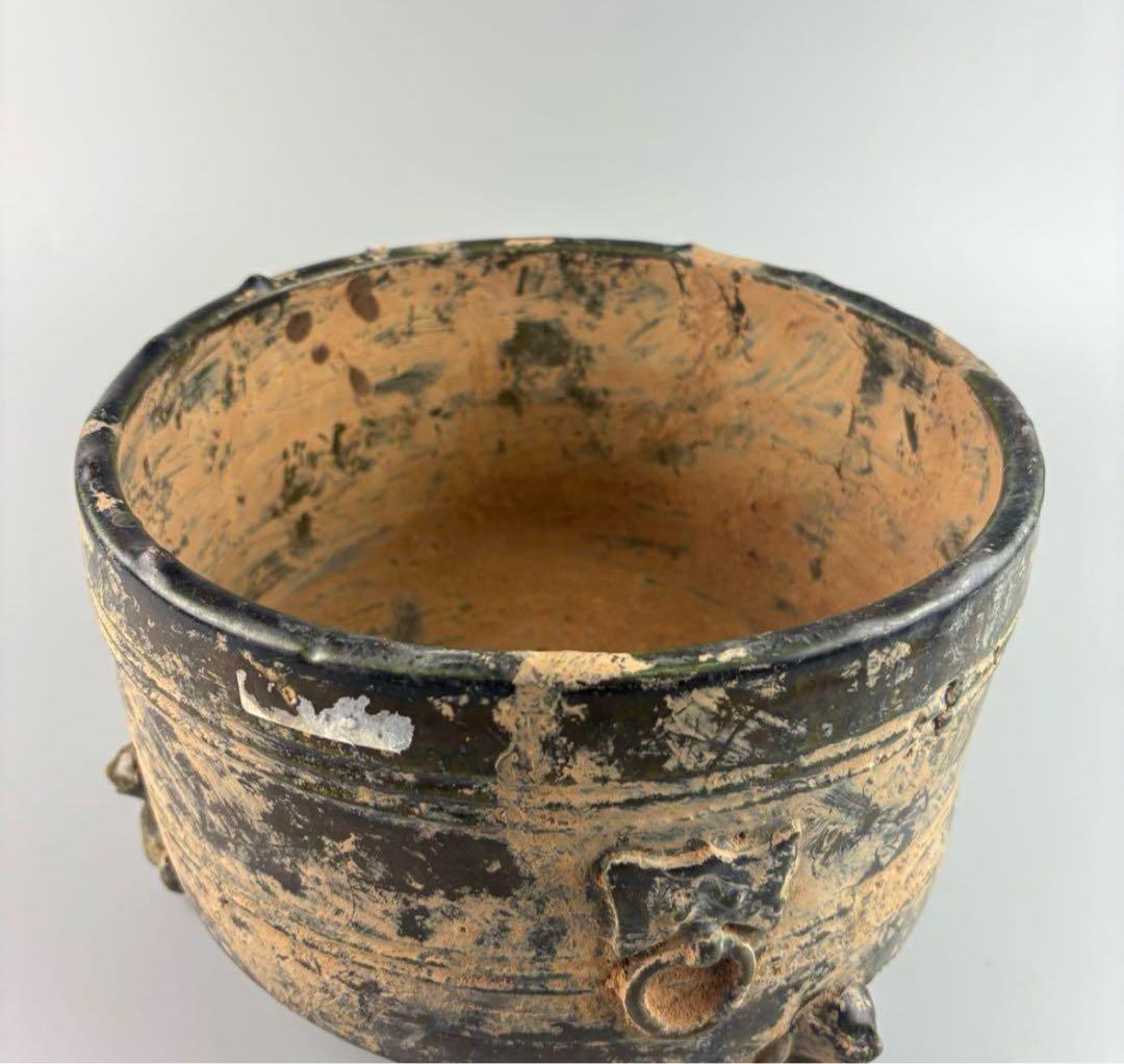 漢緑釉 三足 獅子 中国 陶器