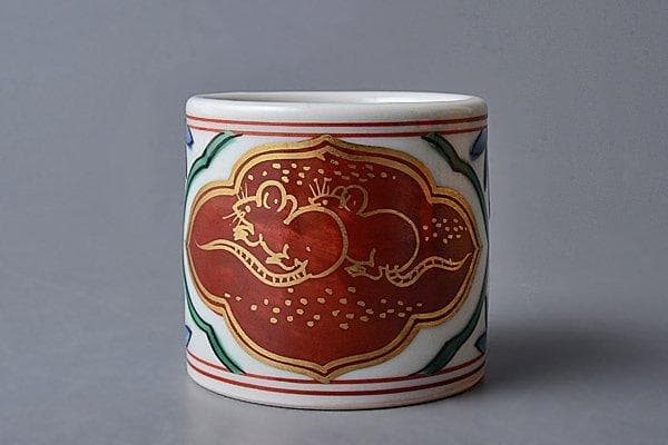 ◆k206◆　茶道具　嘉祥　呉須赤絵蓋置