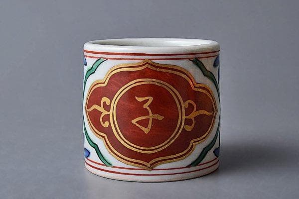 ◆k206◆　茶道具　嘉祥　呉須赤絵蓋置