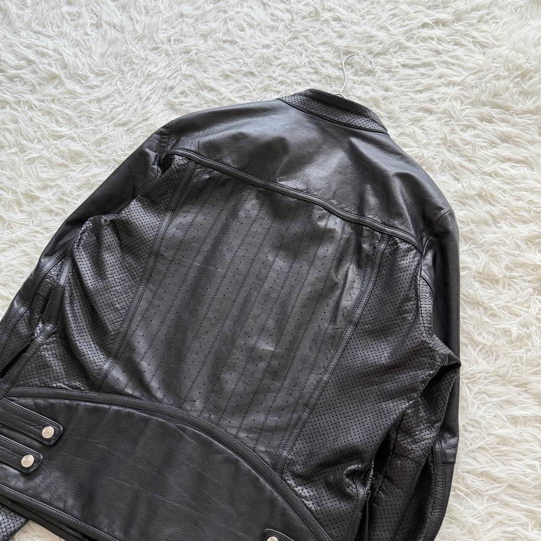 グッチ】トムフォード期 レザージャケット 黒 48 パンチングレザー