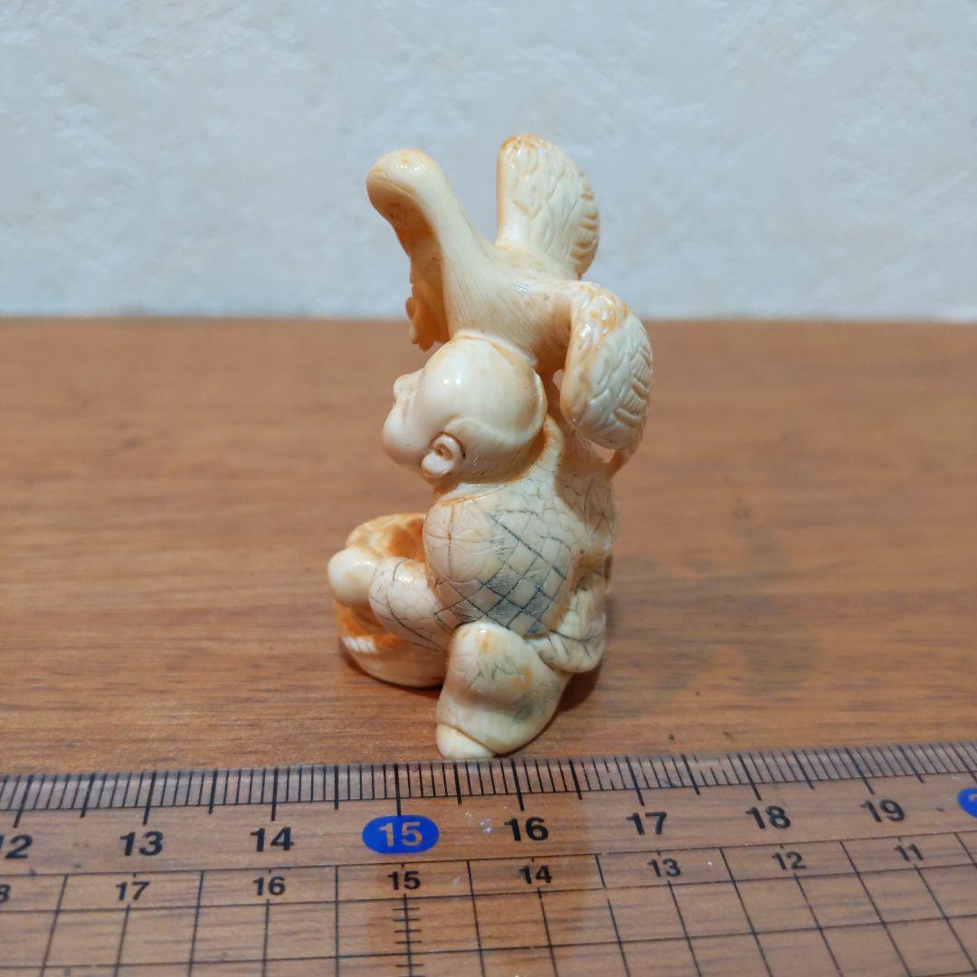 時代提げ物 人物根付 天然素材 在銘【鵜匠と鵜①】高さ約