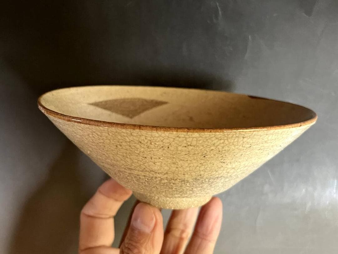 茶碗□唐津 松本鎧山造 平茶碗 粉引 白釉 夏茶碗 抹茶