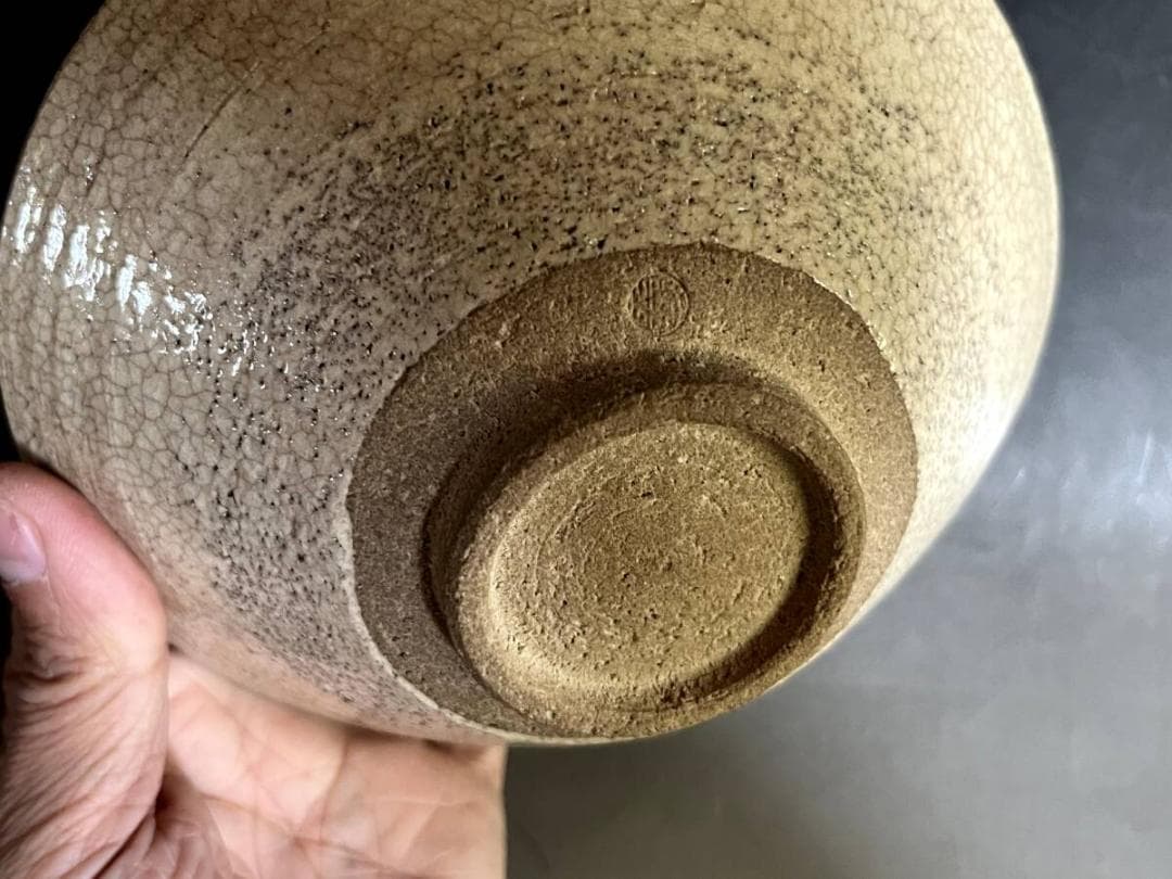 茶碗□唐津 松本鎧山造 平茶碗 粉引 白釉 夏茶碗 抹茶