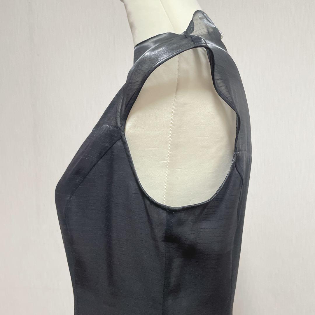 最終価格　東京ソワール コウガマリコ ドレス　Lサイズ フレンチスリーブ 光沢