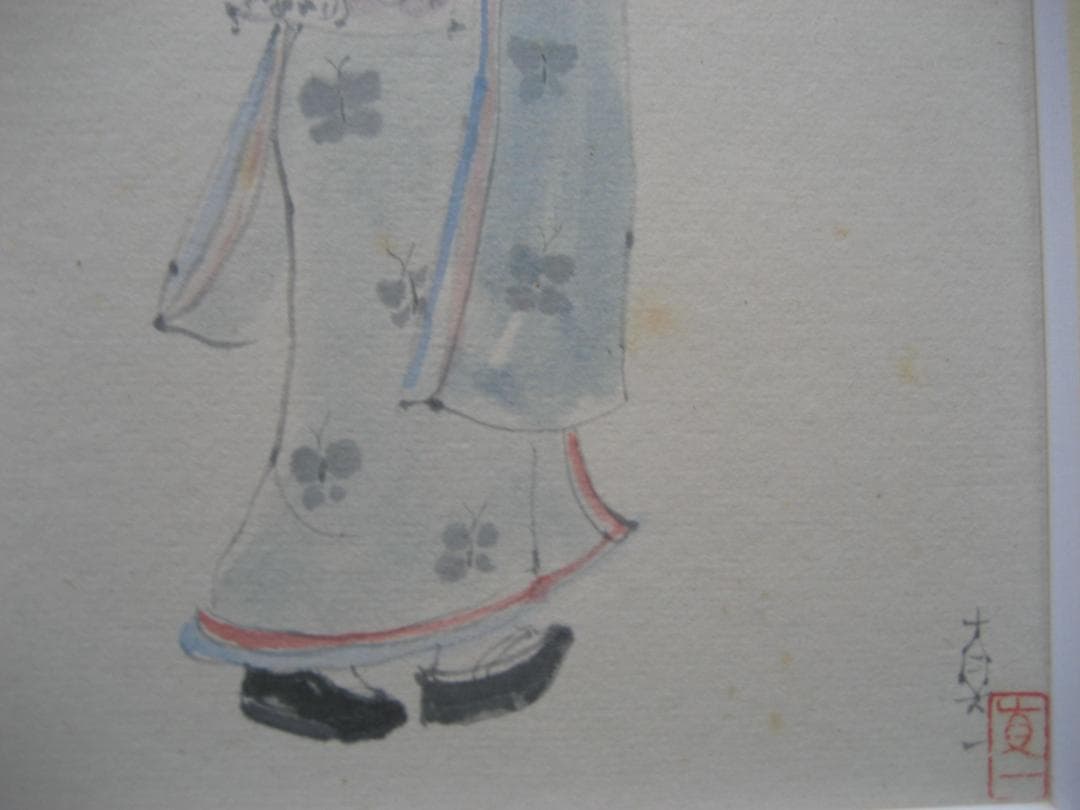 斎藤真一　明治の娘　色紙真筆昭和58年（1983）作