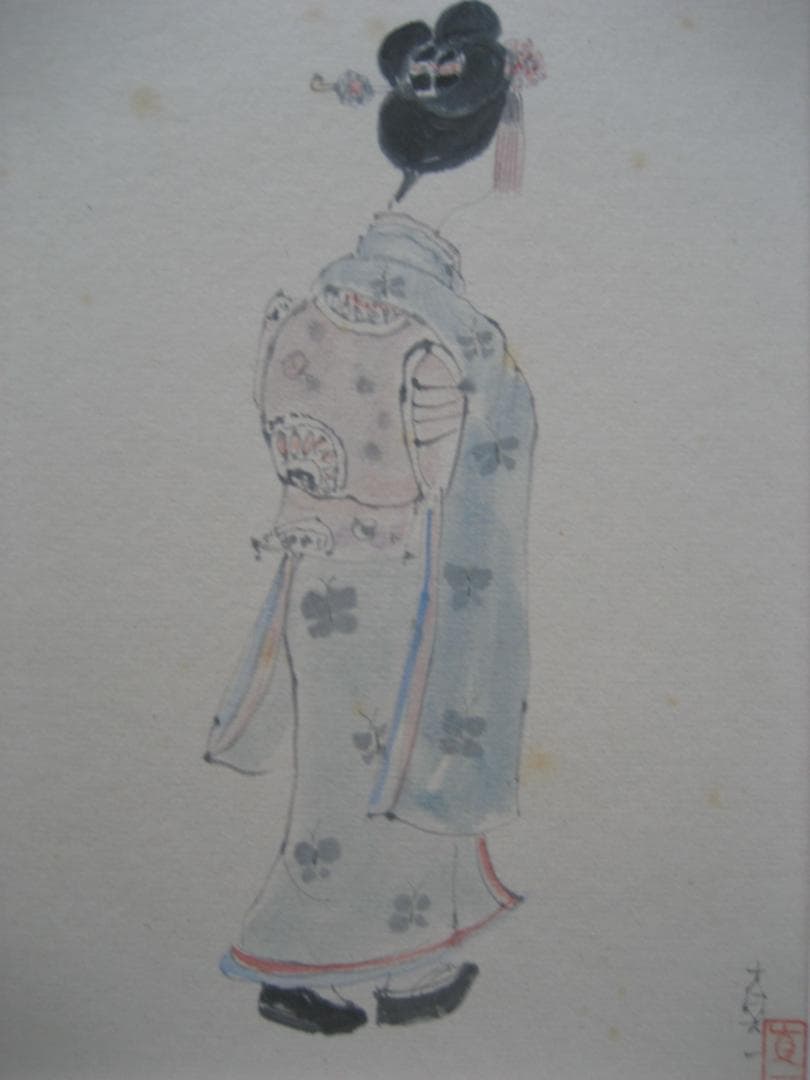 斎藤真一　明治の娘　色紙真筆昭和58年（1983）作