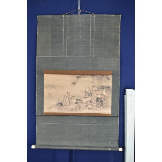 【真作】金城藩画家/竹林七賢人図/掛軸☆宝船☆AB-466