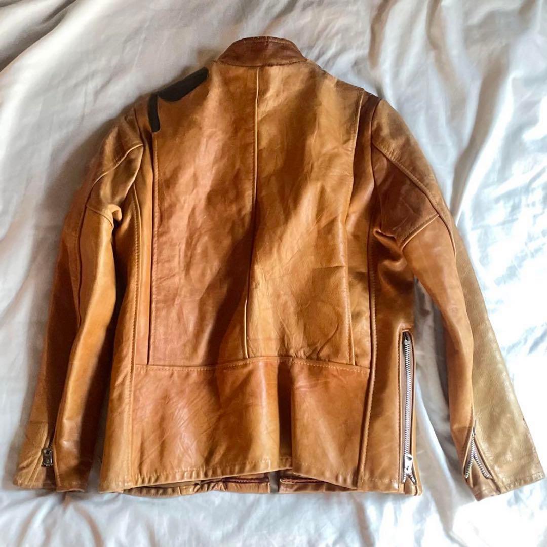 50s vintage キャメル ライダース レザーJKT SERVAL zip - メルカリ