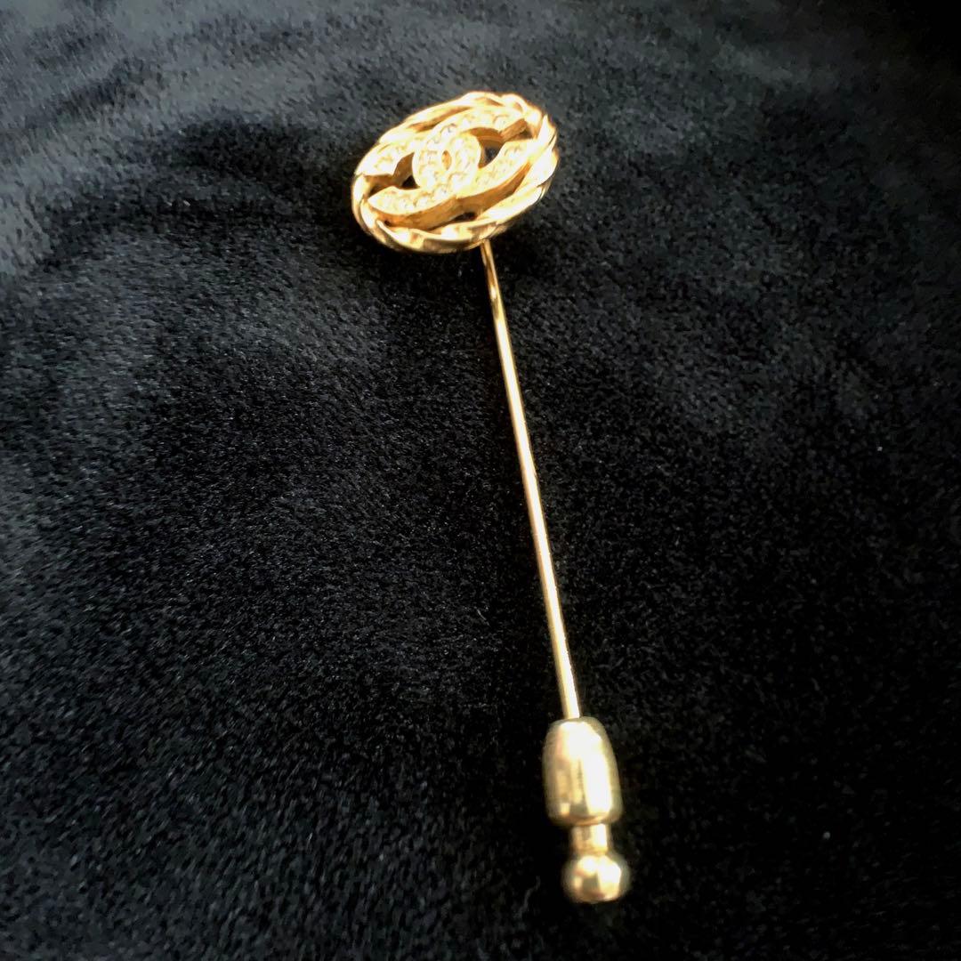 CHANEL ヴィンテージ シャネル ピンブローチ ラインストーン ココマーク