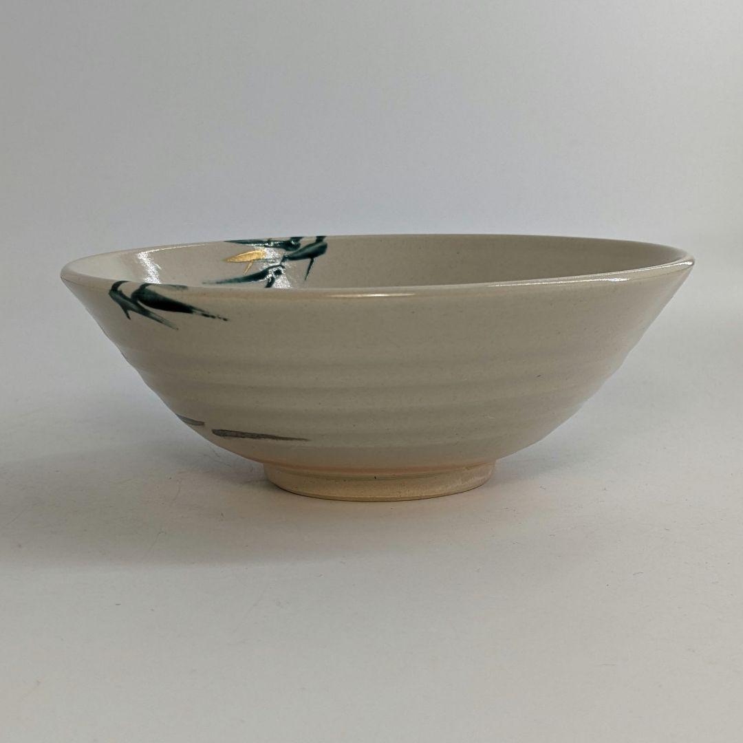 三浦竹軒 京焼 引舟図平茶盌 共箱共布 清水焼 色絵金彩