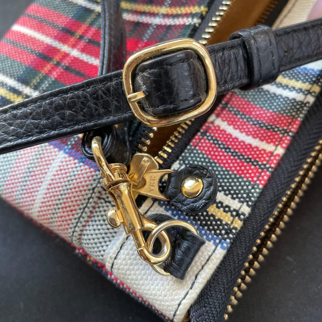 ATAO 未使用 ブーブー チェック柄 ショルダー ポシェット バッグ 財布