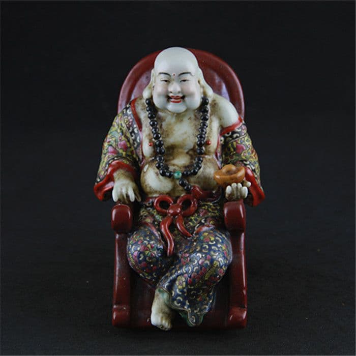 仏像 陶磁器 彩ロッキングチェア羅漢仏像 工芸品 置物｜