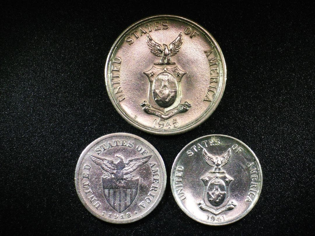 アメリカ統治下フィリピン 50・20センタボス 銀貨 3枚 - メルカリ